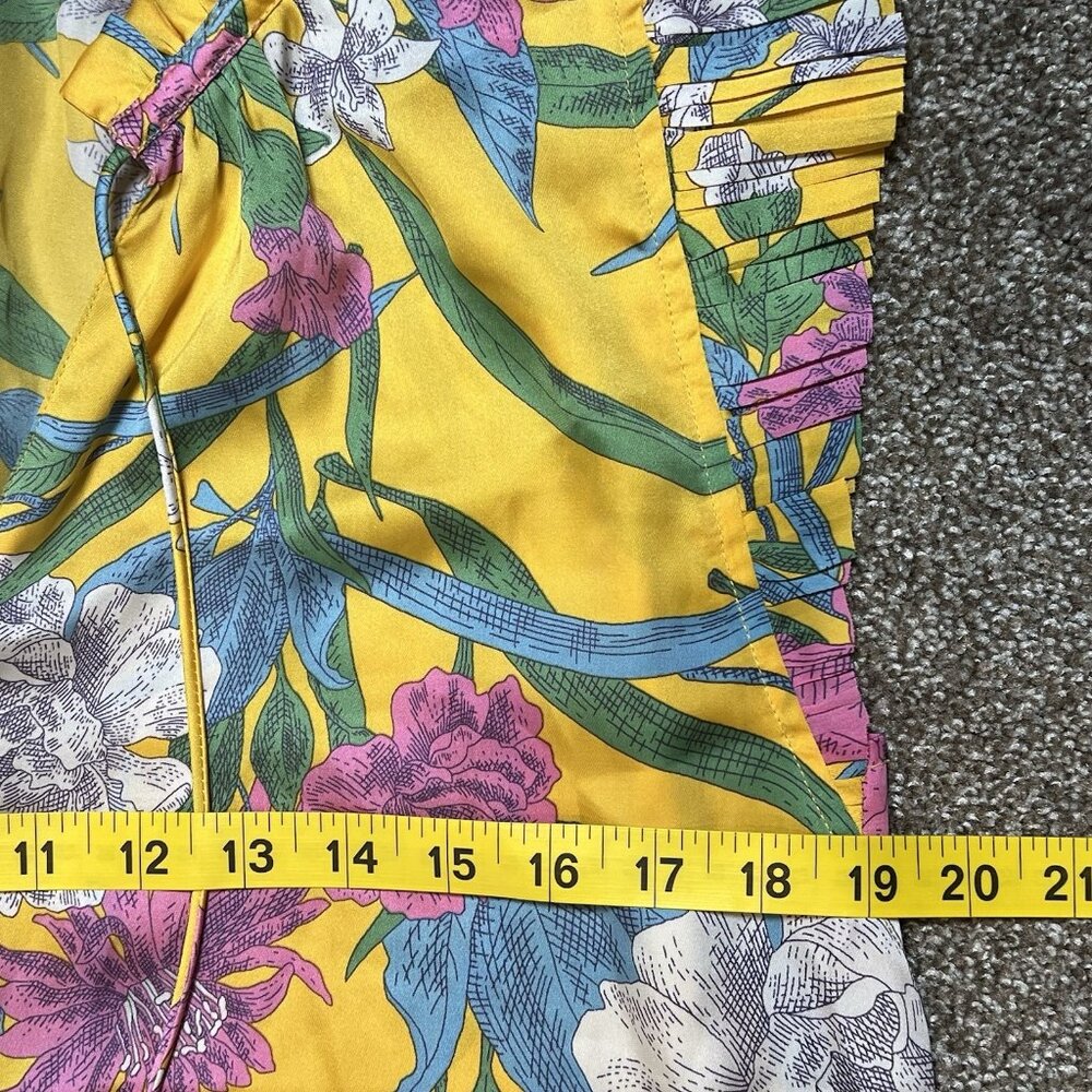 Current Air Anthropologie Top Small Size Floral Short Sleeve Yellow Pink - Picture 4 of 10